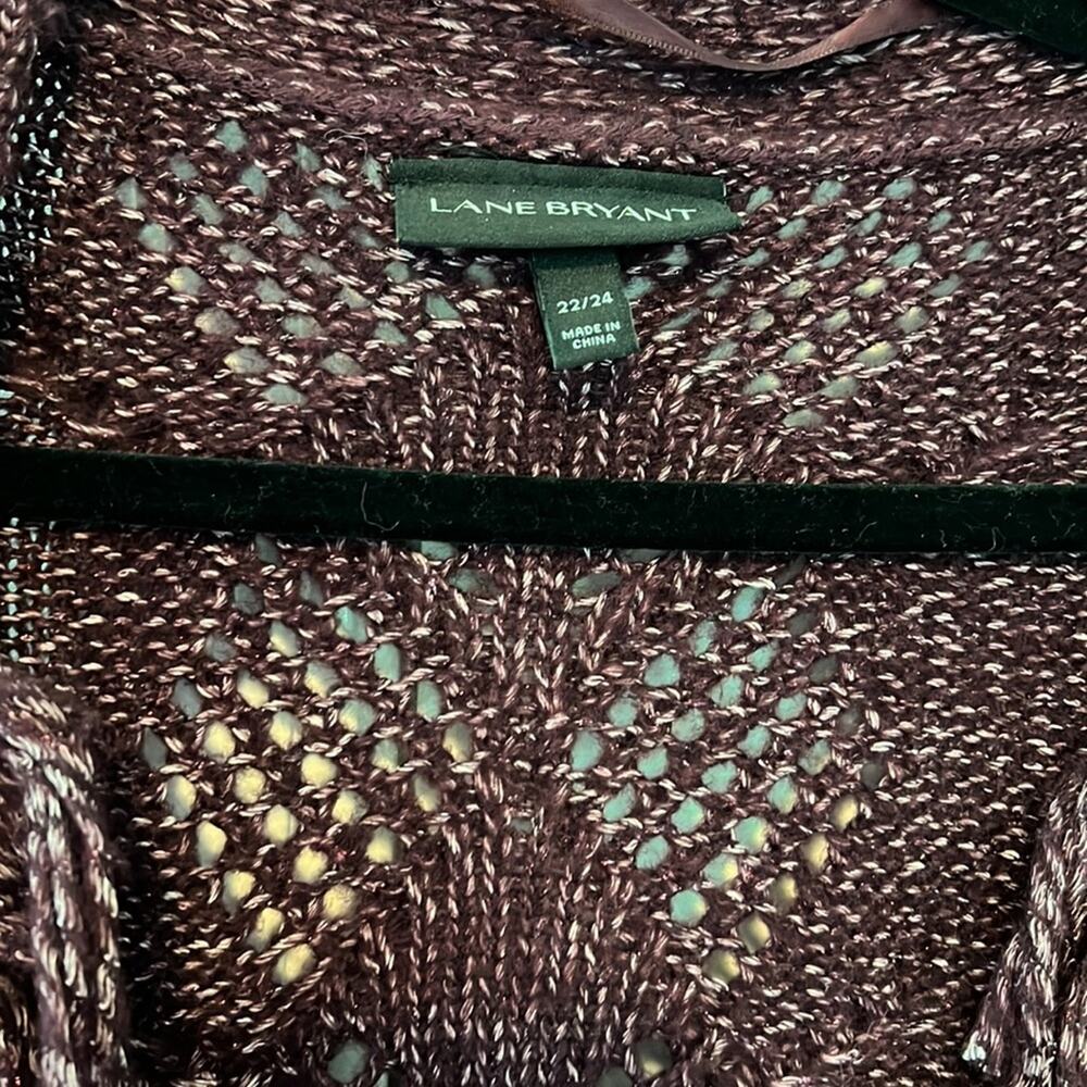 Lane Bryant 22/44 Deep Purple Shimmer Open Fringe Cardigan - Picture 4 of 9